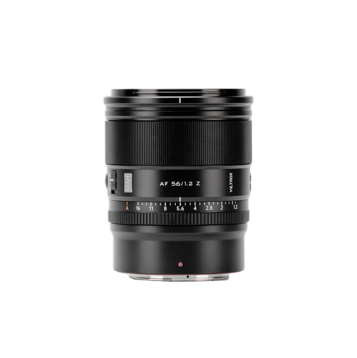 Frontale Ansicht eines schwarzen Viltrox-Objektivs