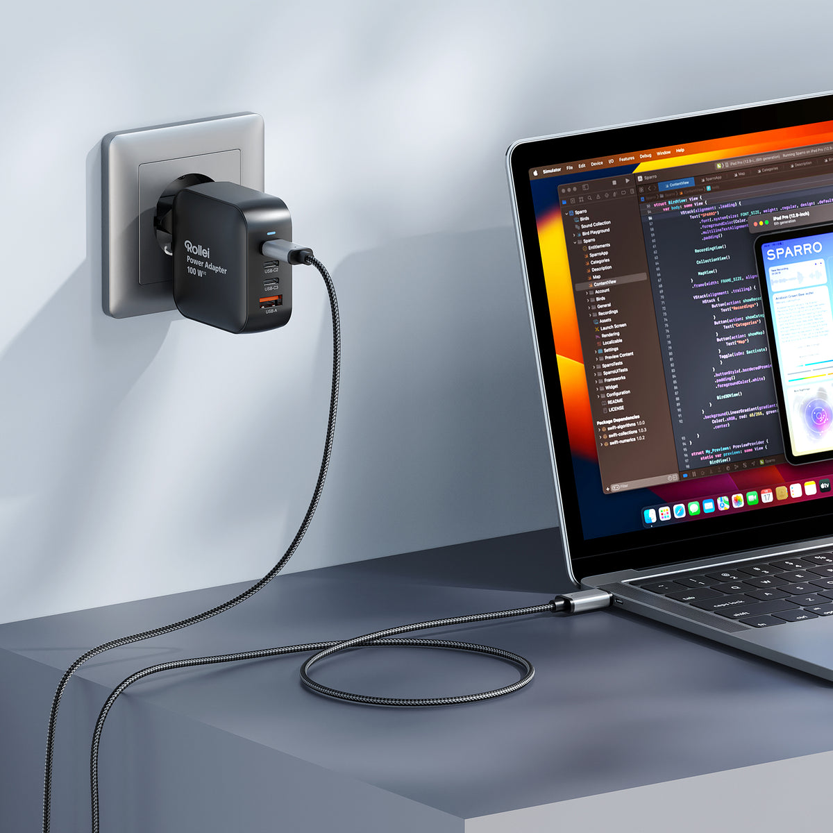 Bundle Power Adapter | 100 Watt | inkl. 3x USB-C & 1x USB-A Kabel