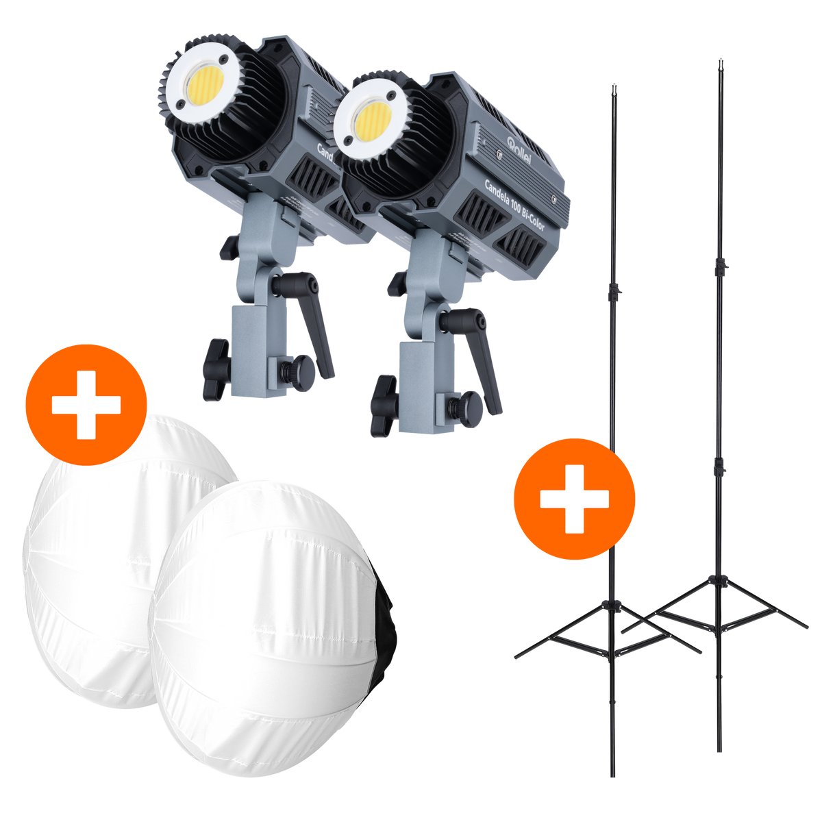 Bundle Kit 2x Candela 100 Bi-Color + 2x Balloon Softbox 65cm + 2x Stativ 190cm
