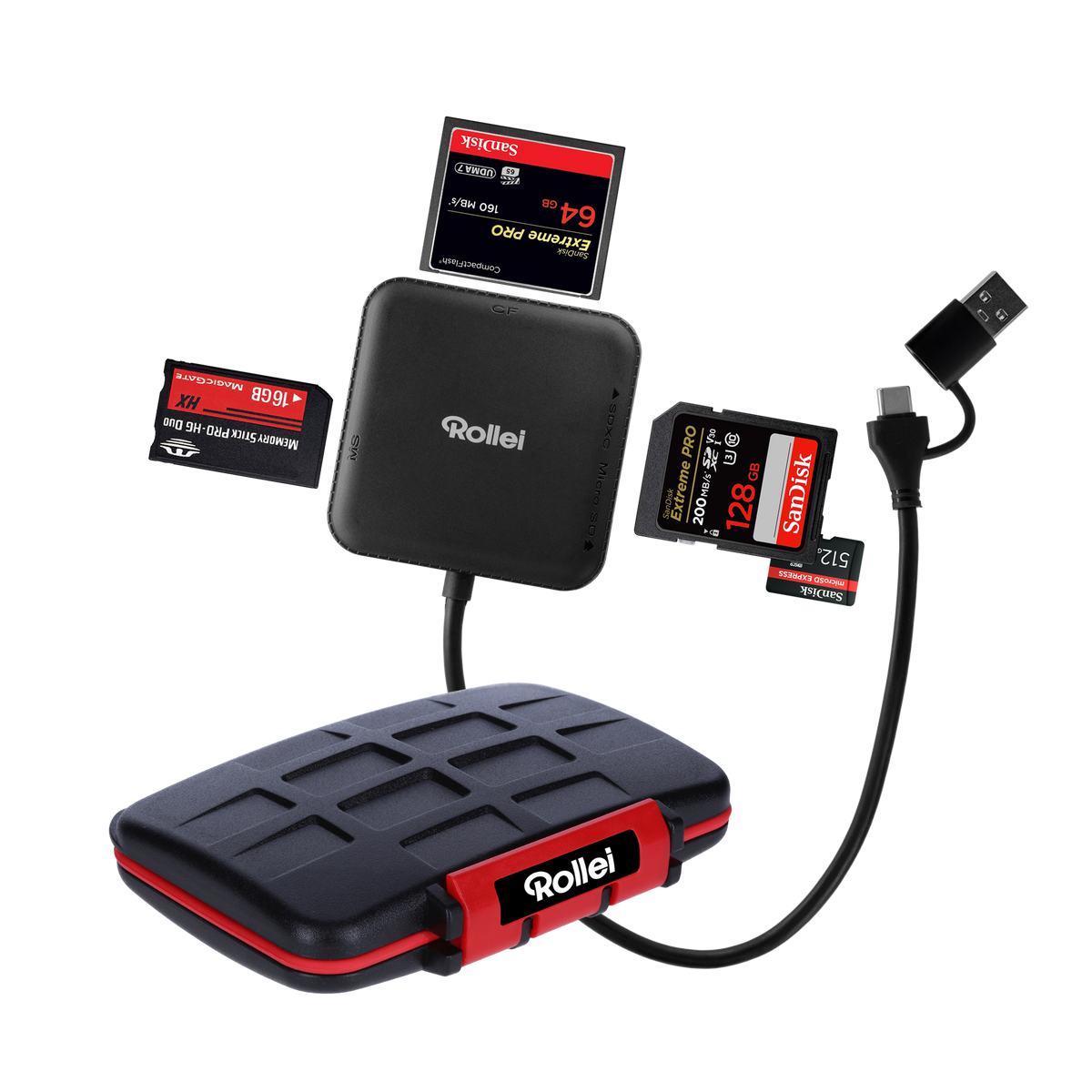 Bundle 4-in-1 Kartenlesegerät + Case | SD, CF, MS & microSD