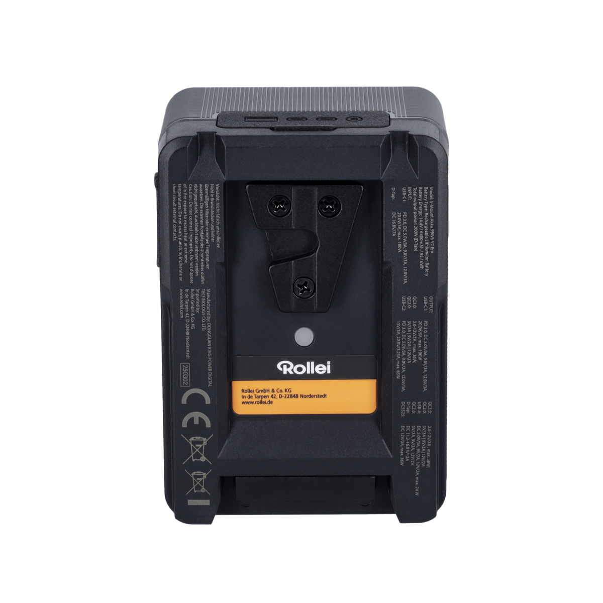 V-Mount Akku 99Wh V2 Pro – Rückseite 