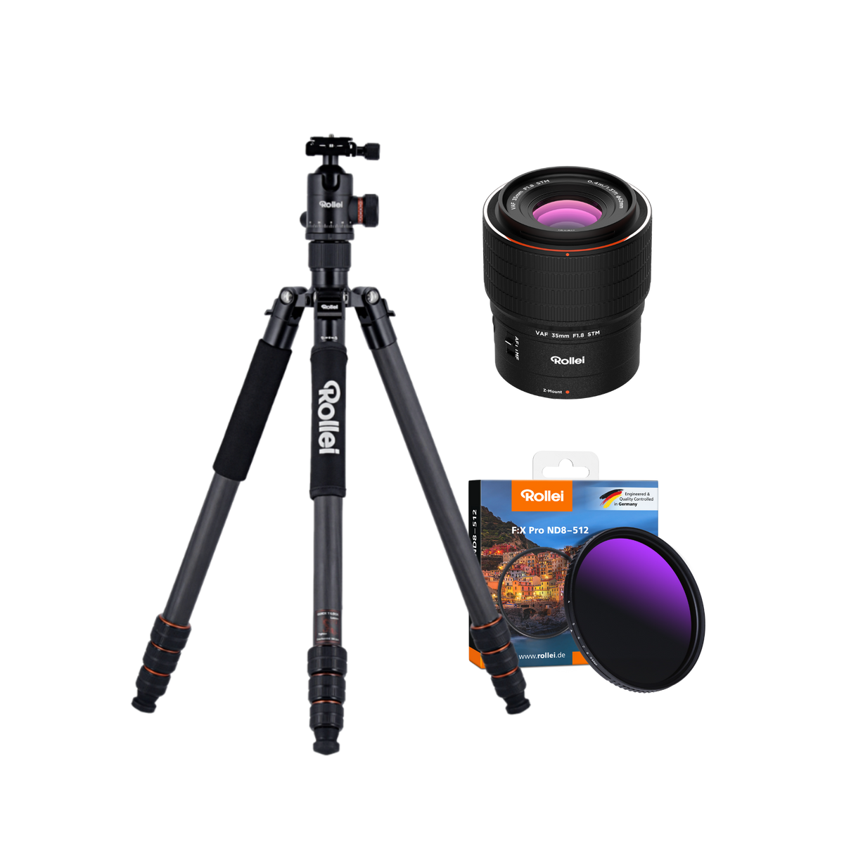 Fotografie Starter Bundle | C6i Carbon Stativ + Rollei Objektiv + ND-Filter